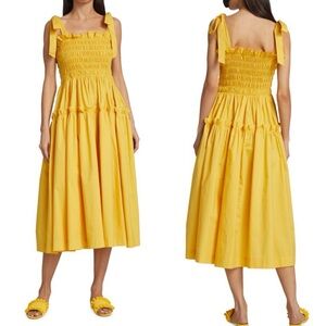 En Saison Ida Cotton Yellow Smocked Midi Dress S